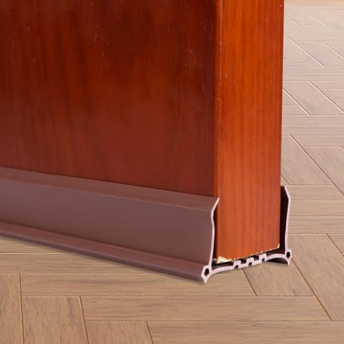 Zugluftstopper für Türen, Kann Schneiden Tür Dichtung 96cm Länge, Türdichtung Zugluftstopper, Haustür Türbodendichtung Isolierung Kälteschutz, Schalldämmung, Staubdichte (Braun)