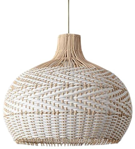 YANZHAOA Tengbian Pendant Lamping Silent Wind Handwoven Creative Decorative Craft Lamp E27 Vintage Basket Ceiling Light Wicker Rattan Hanging Chandelier For Tea Room, Study Room, Homestay