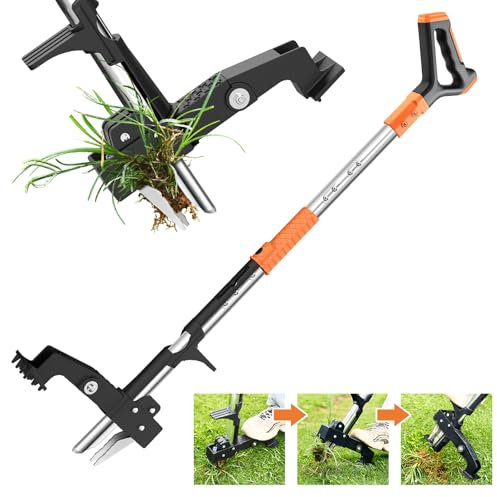 Fulljion Weed Puller Tool,Detachable Stand Up Weed Puller with Long Handle,3-Claw Steel Head Weeder Tool,No Bending/Kneeling for Lawn, Yard & Garden Tool,Easily Remove Weeds