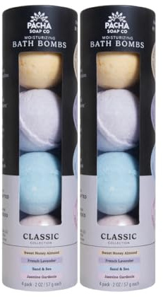 Pacha Soap Co. Bath Bomb Variety Set - Classic Scents, Handcrafted & Moisturizing Formula with Clean Ingredients, Paraben, Sulfate, Phthalate, SLS, and Dye-Free, Made in the USA, 2-Pack, 8 oz Each