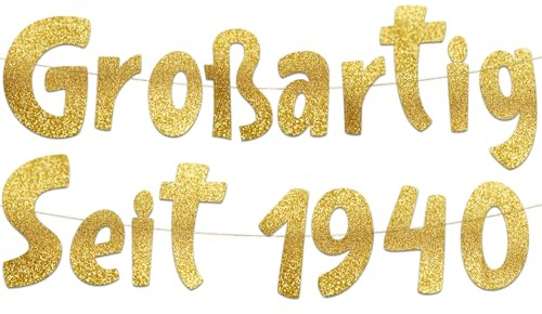Girlang Großartig Seit 1940 Vit Glitter – Rolig Festdekoration, Födelsedagsdekoration, Presenter & Tillbehör