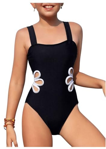 Beichwtd Badeanzug Mädchen, Einteiliger Badeanzug mit Verstellbaren Schultergurten, Einfarbiger Abdeckrock, Badeanzüge Kinder Schwimmanzug Bikini Teenager