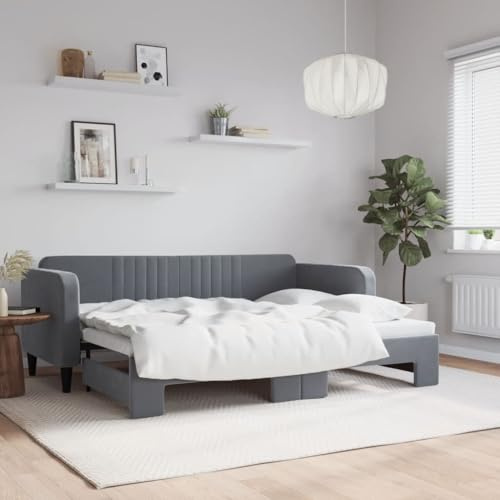 QZZCED 2-in-1-Schlafsofa mit Ausziehbett, Doppel-Sofa, modernes minimalistisches Design für Wohnzimmer, solide Struktur aus Holz und Metall