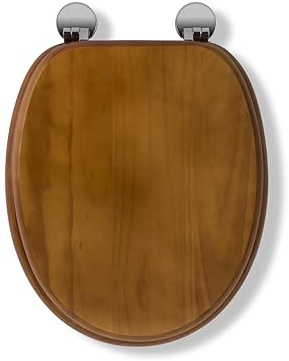 Croydex Flexi-Fix, Antibakterieller Toilettensitz, holz, Antikes Kiefernholz, 43 x 36,5 x 6 cm