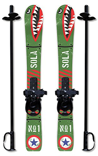 SOLA Winter Sports - Esquís de Nieve y Bastones para niños Principiantes con Fijaciones de 3 a 4 años (Bomber)