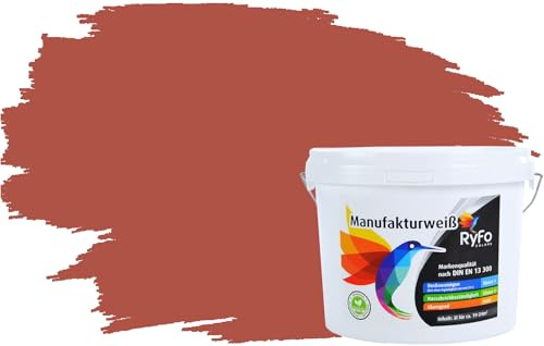 RyFo Colors Bunte Wandfarbe Manufakturweiß Terracottabraun 3l - weitere Braun Farbtöne und Größen erhältlich, Deckkraft Klasse 1, Nassabrieb Klasse 1