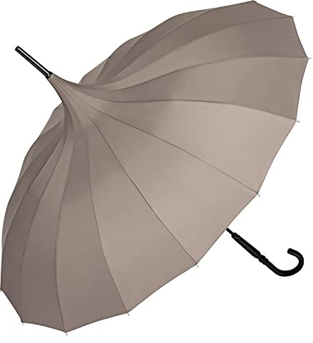VON LILIENFELD Paraguas Parasol Sombrilla Largo Boda Nupcial Pagoda Charlotte gris taupe