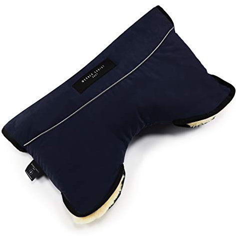 Kinderwagen-Muff aus Lammfell von WERNER CHRIST BABY - MOFFY ist der ideale Handwärmer für Buggys aus medizinischem Fell, einfache Handhabung, Handmuff in Navy (dunkelblau)