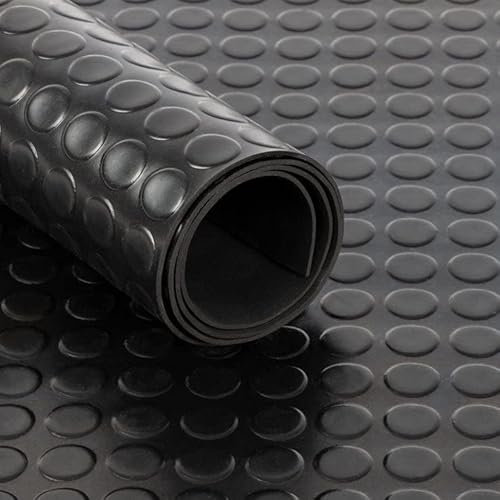 Floordirekt Noppenmatte Geruchsarm Bodenmatte Gummiläufer 3mm dick Gummimatte Flachnoppen Schwarz (100 cm x 900 cm, Schwarz)