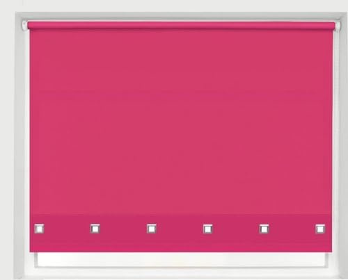 Optimal Products Roller Blinds Easy Fit Trimable Home Office Window Square Eyelet Fabric Blind 160cm Drop (Pink/Fuchsia, 60 x 160 cm)