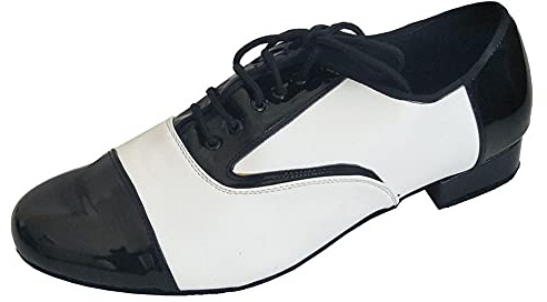 Scarpe da ballo da uomo per sala da ballo latina, suola morbida, tacco 1 cm, professionale, Tango Rock's N Roll Socials Party Performance Scarpe da ballo più colori, nero (Nero e bianco), 47 EU