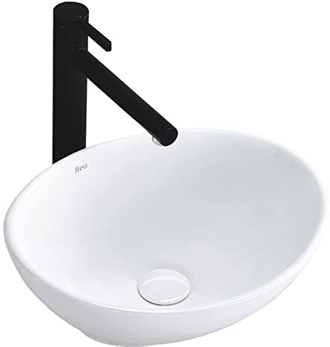 VBChome handfat litet 41 x 35 x 15 cm mini keramik vitt oval tvättställ handtvättställ toppmonterat tvättställ tvättställ tvättskål gäster toalett