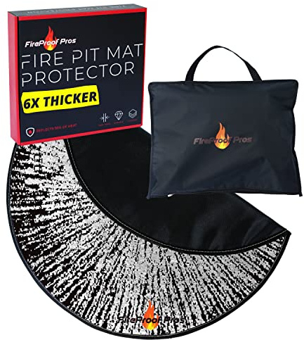 Inferno Feuerstelle mit schwarzem Muster, 101,6 cm, dekoratives Hitze- und Ember-resistentes Farbdesign, Feuerfeste Matte zum Schutz von Holzdeck, Beton, Trex, Vinyl und Gras