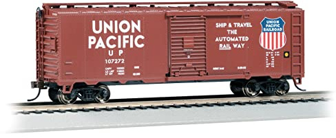 Bachmann Boxcar Union Pacific - Spur HO - Dunkelblau und Gelb - Kunststoff - Modellbahn-Wagen - Eisenbahnwagen - Boxcar