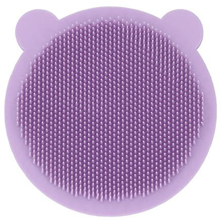 Baby badborste, silikon baby vagga lockborste, silikon massageborste, skrubbare exfoliator borste – schampo hårbotten scrub för hår- och kroppsvård – baby nödvändighet för torr hud, vagga keps (lila)