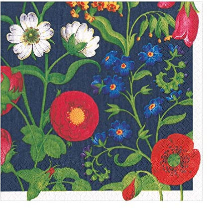 Caspari Cloisters Garden Luncheon Napkins in Navy - 20 Per Package