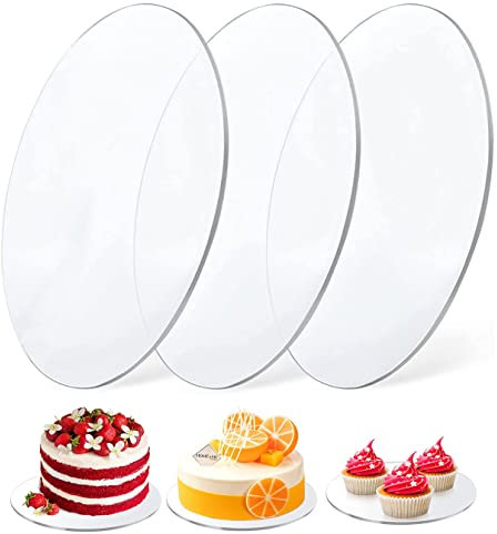 LWAIX Base para Tartas Base Tartas Acrílicas 3pcs Reutilizables Cake Board no Adhesivas para Servir Tartas y Pasteles (16CM)