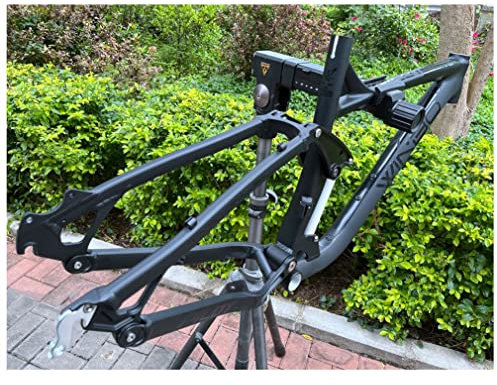 HIMALO Vollgefederter MTB Rahmen 26/27,5er Trail Mountainbike Rahmen 17'' Aluminiumlegierung Scheibenbremsrahmen DH/XC/AM QR 135mm Federweg 120mm (Color : Black, Size : 27.5 * 17'')
