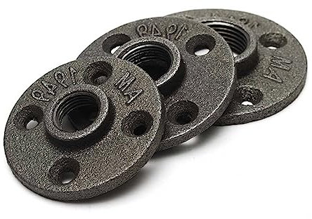 SBTRKT 1/2 3/4 o 1 Pollice Flangia Nera Rinforzata Tubo di Ferro Raccordo a Pavimento Flangia filettata idraulica 2 Pezzi (Color : 1.8cm)