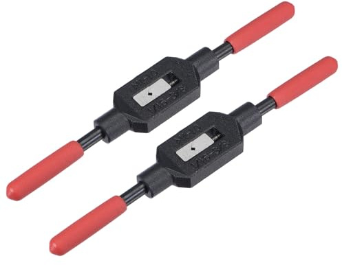 sourcing map 2pcs Adjustable Tap Wrench Handle for 1/16-3/8 UNC/UNF/Metric M1-M10 Taps, Screw Tap Holder Reamer Hand Tapping Tool for Machinist Repair with Plastic Dipped Handle