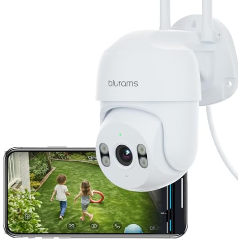 blurams Security Camera Outdoor, 2K CCTV Cameras House Security, IP66 WiFi Camera 360° Pan/Tilt, Color Night Vision, Motion/Sound Detection, 2-Way Talk, Siren, Cloud&SD, Works with Alexa