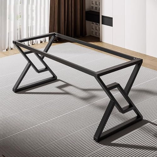 AKOGG Tischbeine Aus Metall Stahl,Tischkufen Tischuntergestell Tischgestell Möbelfüße,Für Esstisch Schreibtisch Sitzbank Couchtisch,Mit Schrauben,Bodenschoner,Industrielles Design,Schwarz/Weiß (Color