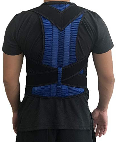 Rückenstütze, Haltungskorrektur, Rückenhaltungsstütze, Schlüsselbeinstütze, stoppt Slouching und Buckel, Verstellbarer Rückentrainer, Rückenhaltungskorrektur (Farbe: Blau, Größe: 5XL) (Schwarz 3XL)