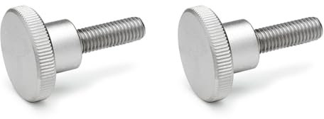 Ganter Normelemente | Hohe Rändelschrauben - DIN 464-M5-12-NI | Gewinde M5 | Gewindelänge: 12mm | Edelstahl NI | 2 Stück