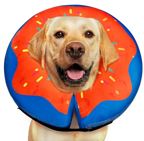 Gimars Hundekragen Leckschutz Large nach Operation, Halsumfang 35,6–45,7 cm, Halskrause Hund Weich in Donut-Form, Alternative zum E-Halsband und elisabethanischen Kragen für große Hunde