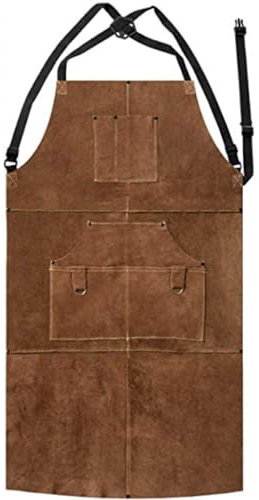 Tablier de soudage Tablier de menuiserie 24x42'' Tablier en cuir résistant à la chaleur et aux flammes avec poche Tablier de charpentier réglable à dégagement rapide pour les soudeurs Tablier en cuir