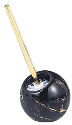 FENGJISUN Scopino WC Scovolino Bagno WC Spazzola per WC a Cupola in Ceramica e Supporto Set Spazzola per WC Decorativa da Terra con Manico Lungo per Bagno Spazzolone WC Accessori Bagno(Black)