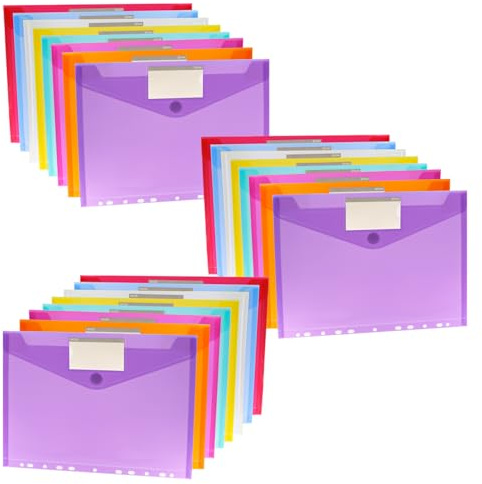 BEASAFY 16 fundas para documentos A4, 8 colores, A4, con 11 orificios, sistema de carpetas transparente, carpeta para documentos