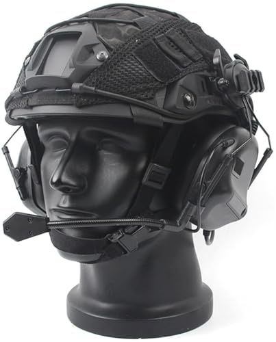 HUTRADE Taktischer Fast Helm Set, Militär-Stil Army Kampf Helm Mit Tactical Headset Und Helmüberzug Schutzhelm Taktisches Spiel Schutzausrüstung Für Airsoft Paintball CS War Game