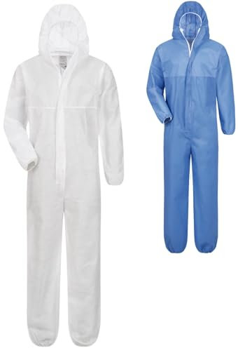 Safetytex SMS Schutzanzug - Einweg Overall - PSA Kat. 3 Typ 5/6 - Partikeldicht & Spritzwassergeschützt - Ideal für Asbest, Sanierung & Industrie - Weiß Gr. 5XL (5 Stück)