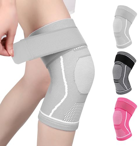 Yasdyri Knee Support for Women and Men Knee Brace with Adjustable Strap Compression Knee Sleeves for Arthritis, Tendinitis, Meniscus Tear,Ligament Injury, Running, Sports 1 Pack (Gray, XX-Large)