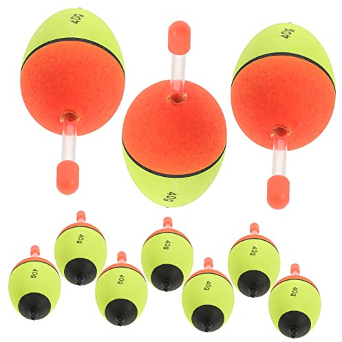 Mipcase 10pcs Eva Foam Fishing Floats Bobbers with Glow Sticks 40g Large Belly Night Luminous Fishing Supplies for Equipment