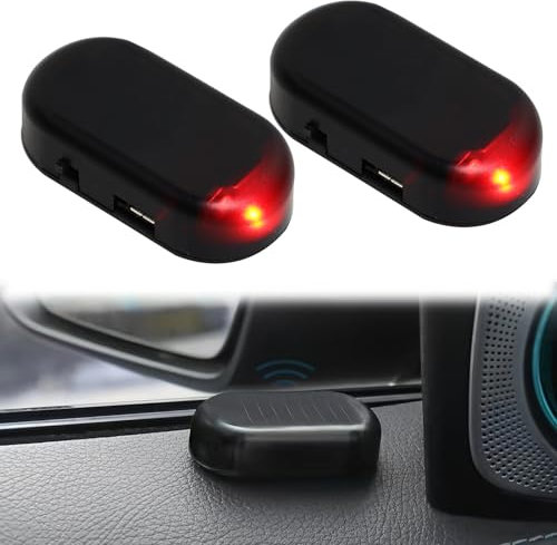 Allarme per Auto LED, Finto Allarme Lampeggiante, Simulazione LED, Lampeggiante per Sistema di Sicurezza Auto, Antifurto Luci (Rosso)
