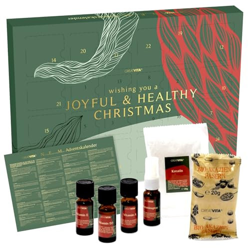Nahrungsergänzungsmittel Adventskalender 2025 für Sportler & Fitness – 24 hochwertige Vitalstoffe & Superfoods | mit Vitaminen, Kapseln, Pulvern & Tropfen | Gym & Wellness Geschenkidee – GreatVita