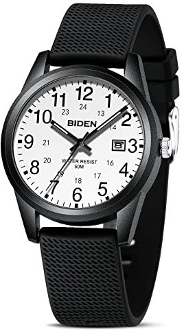 LN LENQIN Orologio Uomo Orologio Analogico al Quarzo da Uomo Impermeabile Casual d'affari di Moda Luminoso Orologio Polso con Data e Cinturino in Silicone (White)