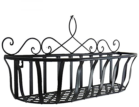 HAODUOO Eisen-Kunst-Hängekörbe, Pflanzenständer, Wandmontage, Metall-Blumentopfhalter, öffnendes Aufbewahrungsregal for drinnen und draußen, Schwarze Körbe