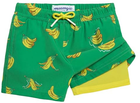 MaaMgic Badehose Jungen 2-in-1 Badeshorts Kinder mit Anti-Scheuer Innenhose | Schnelltrocknende Schwimmshorts & Boardshorts | Verstellbarer Tunnelzug | 4-Wege Stretch für Strand, Pool & Sport 2T-16 J