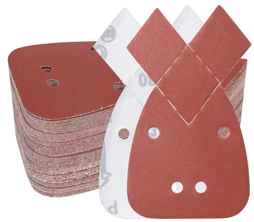 PMIQSA 100 Piezas Triángulo de Lijado Delta 180 Grano | 93x168mm Papel de Lija ,Para Detalles y Acabados, Hojas de Lija Triangulares, Para Lijado y Pulido Lija Madera
