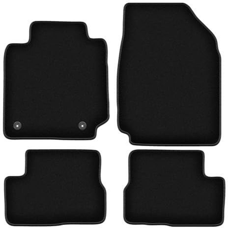 Wielganizator Velours Fußmatten passend für Nissan Micra K12 (2002-2010) | Qualität: Basic - Genaue Passform, rutschfeste Untregrund 4-teilig - Schwarz