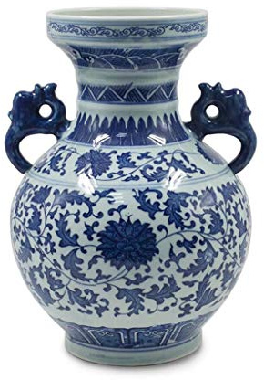 MYUYEE Vaso in Ceramica con Motivo Drago Cinese Vaso in Porcellana Blu e Bianca 10 Pezzi Materiale Vaso anfora da 2 Pollici,