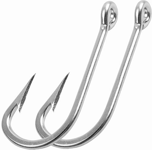 Hameçons géants en acier inoxydable pour pêche en eau salée en forme de requin et d'alligator - Extra forts - Pour thon, espadon, poisson-chat - Taille 5/0-20/0
