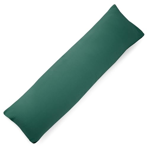 PinkZebra Mussola - federa per Cuscino per dormire sul fianco, 40 x 120 cm, in 100% cotone biologico, per bambini e adulti, Öko-Tex, malachite
