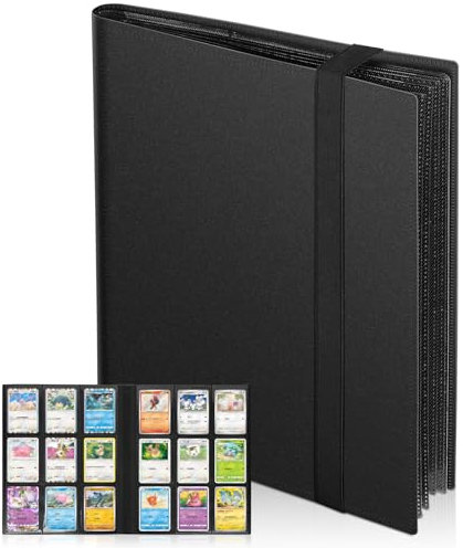 Euqvunn Samlarkortpärm, 24 Sidor 432 Fickor Kortalbum, Sidmatad Kortmapp, Dubbelsidig Förvaringsbok För Kort För TCG, Sportkort (Svart)