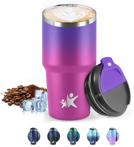 HoneyHolly Termo Cafe 600 ML, Reutilizables, Vaso Termico Cafe Antigoteo para Coche, Acero Inoxidable 304, Taza Termica Para Llevar, Termo Café Hermético para Café Frío y Caliente, Leche y Té