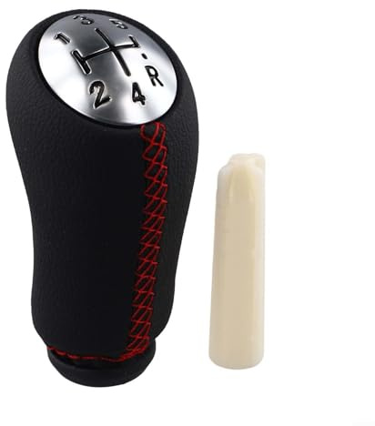 ZAMETTER Palanca de cambios para Renault de 5 velocidades compatible con Clio III para Megane II modelos 2003 2009, cabezal de cambio de marchas en acabado de cuero (línea roja)