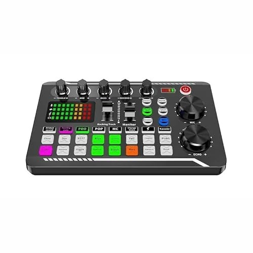 Mesa Mezclas DJ, Tarjeta de sonido en vivo F998 e interfaz con efectos de mezclador de DJ y cambiador de voz